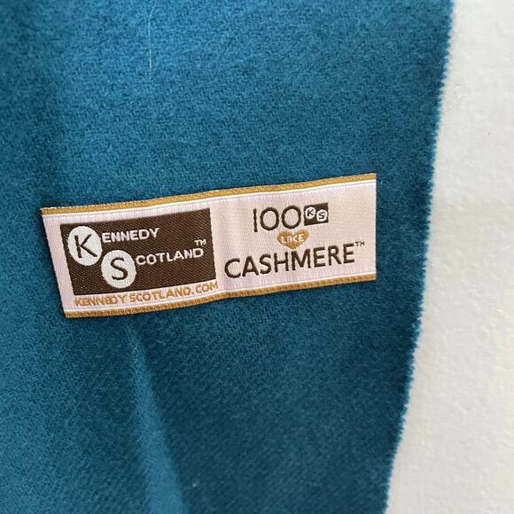 Kennedy Scotland Scarf Teal Cashmere Fringe Soft Wrap Shawl - Picture 2 of 6
